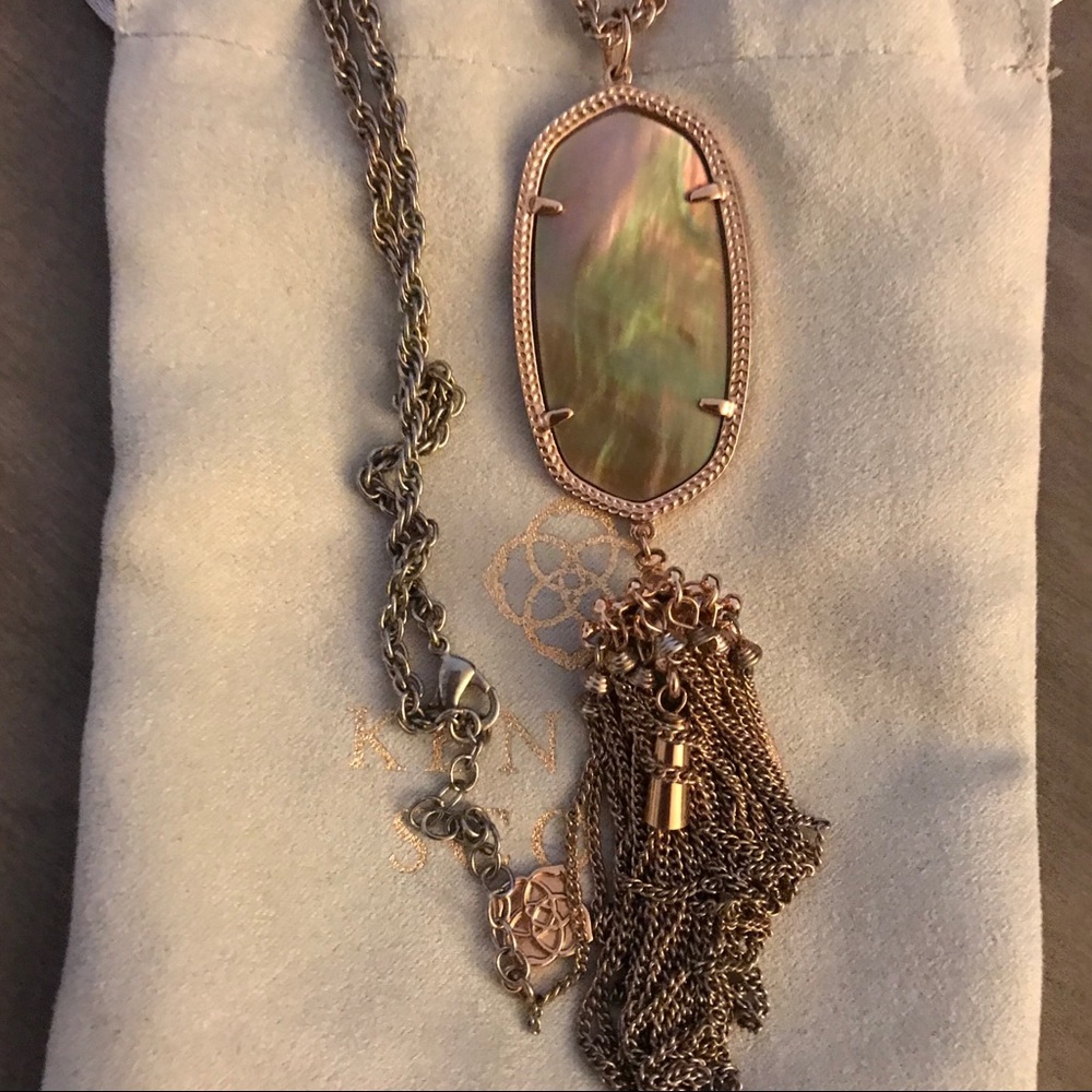 Kendra Scott Rayne Necklace Rose Gold Brown Pearl